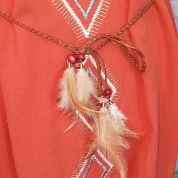 L'ATISTE boho embroidered, off- shoulder tribal, belted, tassel dress Size- Med. - Picture 10 of 16